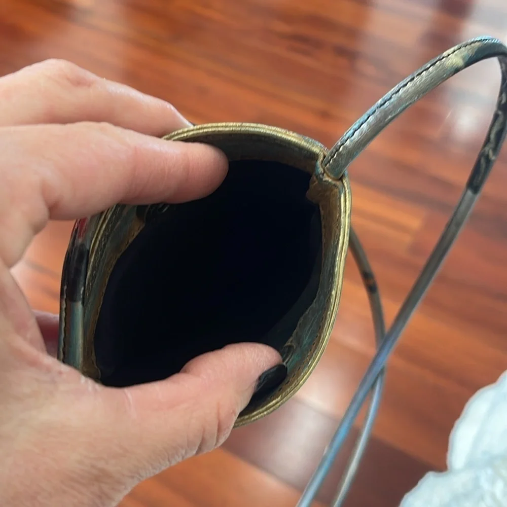 Jane Yoo hand painted leather belt, and Crossbody purse set
